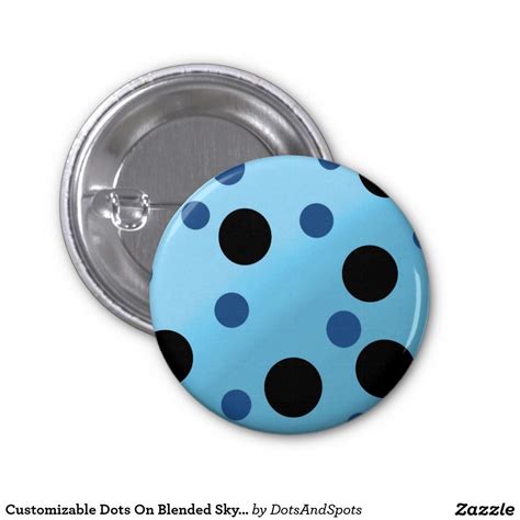 Customizable Dots On Blended Skyblue 1 Inch Round Button Dots Round