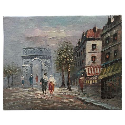 Oil Painting Paris France Cityscape By Caroline Burnett Signed For