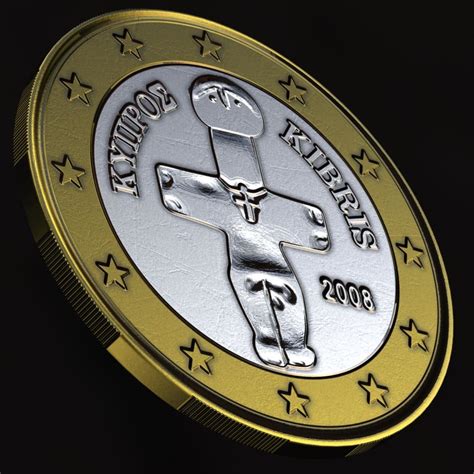 3d Model Coin 1 Euro Cyprus