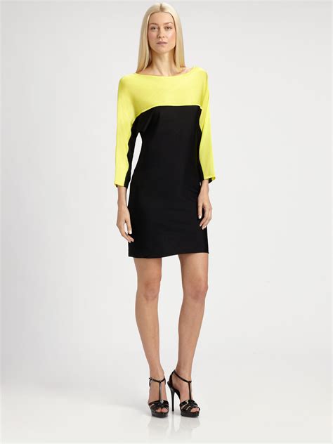 Lyst Ralph Lauren Black Label Colorblock Dress In Yellow