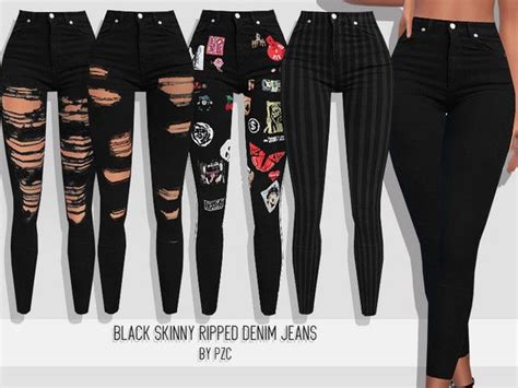 Black Denim Skinny Jeans Set Sims 4 Cc Sims 4 Clothing Sims 4 Sims