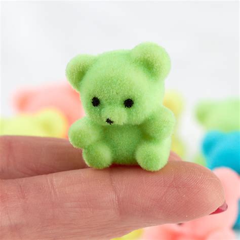Miniature Flocked Teddy Bears Animal Miniatures Dollhouse