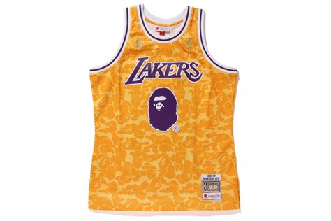 Due to the printing process a difference in saturation may occur. Lyst - A Bathing Ape X Mitchell & Ness Lakers Abc Basketball Swingman Jersey Yellow in Yellow ...