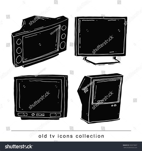 Set Televisions Vintage Vector Illustration Black Stock Vector Royalty