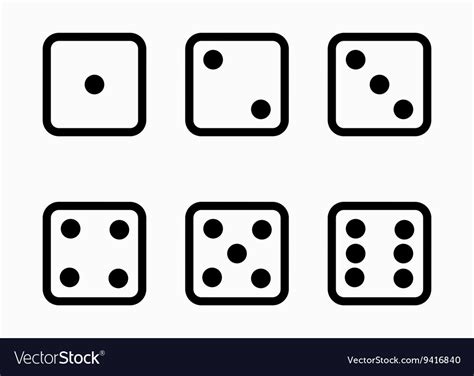 Black Line Dice Cubes Icons Set Royalty Free Vector Image