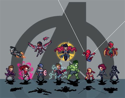 Pixel Ed My Favorite Versions Of The Avengers Cast In The Small Scaled Lsw Sprite Style R