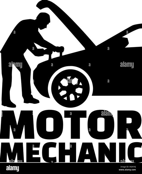 Motor Mechanic Silhouette With Job Title Stock Vector Image And Art Alamy