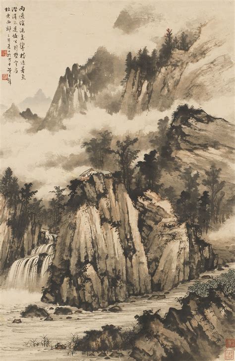Huang Junbi Streams And Mountains After Rain Landscape