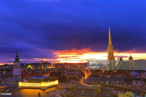 Above Beautiful Vienna Cityscape Panorama With St Stephens Cathedral