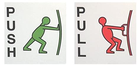 Asmi Collections Self Adhesive Push And Pull Sign Stickers Set Of 3