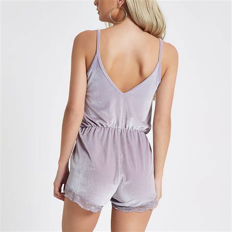 Women Summer Pajamas Set Lace Trim Sexy Loungewear Romper Ladies