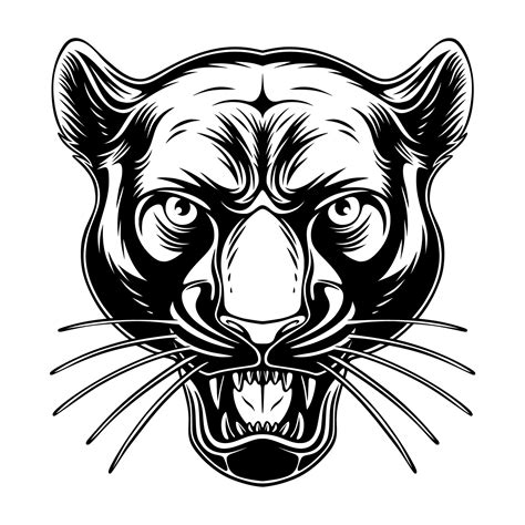 Vector Illustration Panther Head With Cool Position And Roaring Black