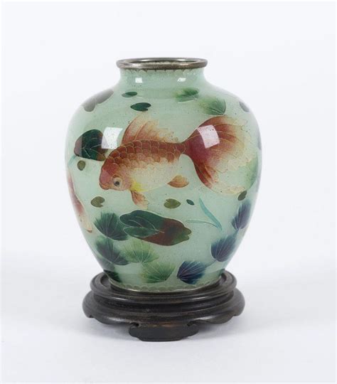 Japanese Plique A Jour Vase On Stand Circa 1930 Zother Oriental