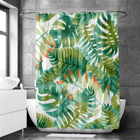 Funoa Shower Curtain Clear Polyester Fabric Stand Up Shower Curtains