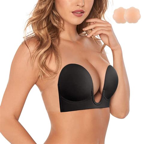 Brabic Plunge Strapless Sticky Push Up Bra Backless Adhesive Invisible
