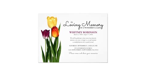 Trio Of Tulips In Loving Memory Funeral Invitation