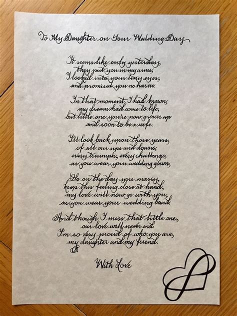 To My Daughter On Your Wedding Day Daughter Wedding T Letter To My Daughter Calligraphy