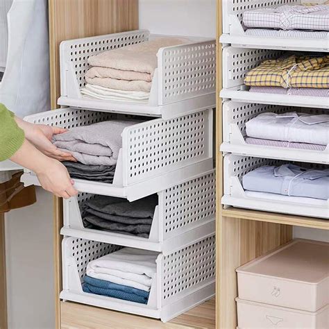 Buy Set Of 4 Stackable Foldable Wardrobe Storage Box Organizer Easy
