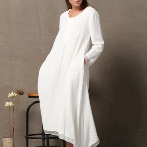 White Dress Women Lagenlook Layered Linen Chiffon Etsy