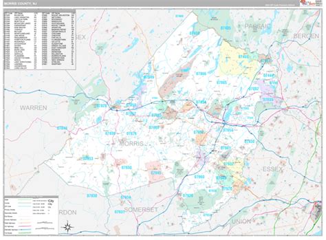 Morris County Nj Wall Map Premium Style By Marketmaps Mapsales