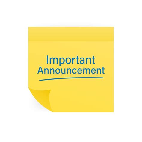 Note Paper With Important Announcement Message Vector Stock