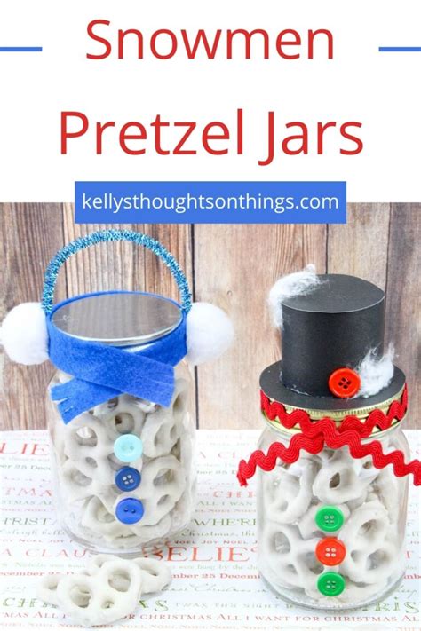 Snowmen Pretzel Jars Easy Mason Jar Craft