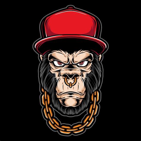 Premium Vector Gangster Gorilla With Necklace