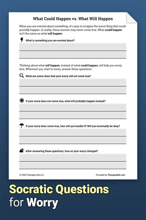 Worry Exploration Questions (Worksheet) | Therapist Aid | Therapy