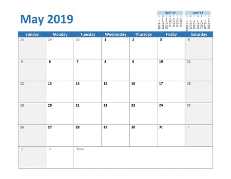 How To Schedule Your Month With May 2019 Printable Calendar Howtowiki