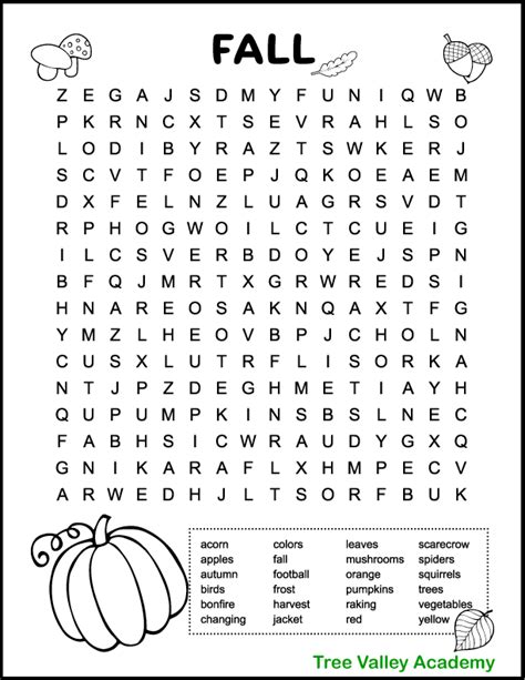 Word Search Fall Printable Printable Word Searches