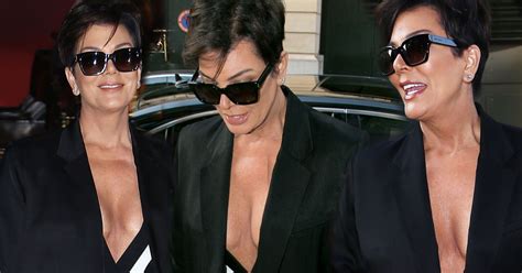 Braless Kris Jenner Risks Wardrobe Malfunction In Plunging Monochrome Mini Dress Daily Record