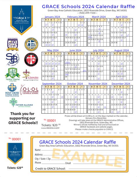 Calendar Raffle Grace Catholic School System