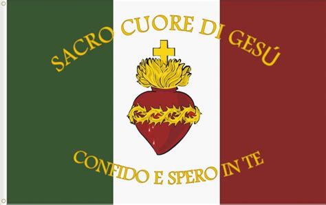 Flag Of Italy With The Sacred Heart Of Jesus Worldflagses