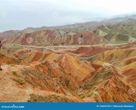 Rainbow Mountains Or Color Mountains Located In Zhangye Danxia Geopark