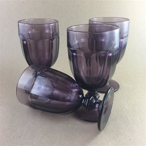 Vintage Gibraltar Violet Libbey Glass Set Of 4 Libbey Etsy Wine Glass Glass Vase Soup Bowl