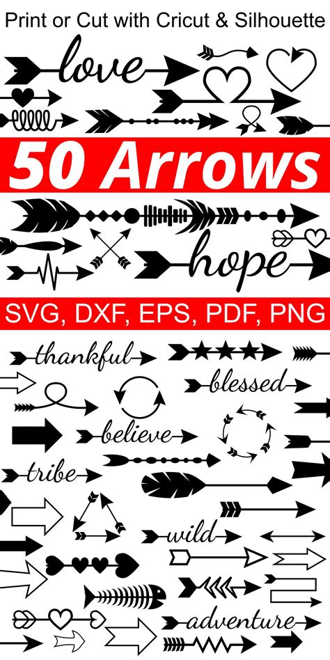 50 Arrows Svg Files For Cricut And Silhouette Arrow Clipart Files In