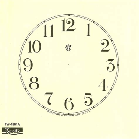 Waterbury Trademark Paper Clock Dial 4 12 To 11 Ronell Clock Co