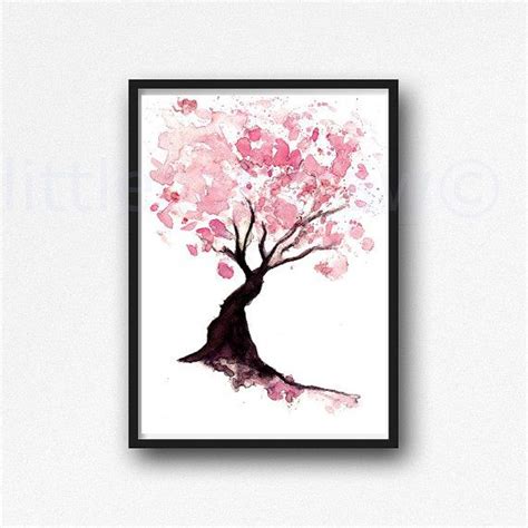 Cherry Blossom Tree Print Watercolor Painting Print Pink Wall Pink