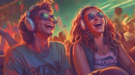 Premium Ai Image Two Friends Enjoying The Music At A Concert Together