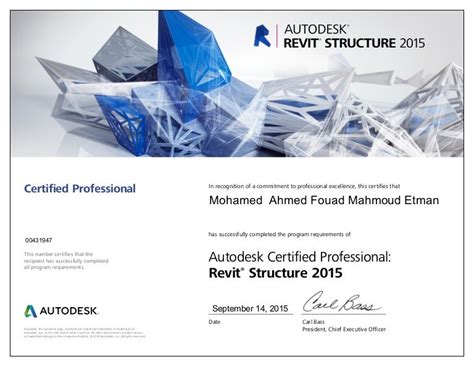 Autodesk Revit Structure 2015 Certified Professional Certificate