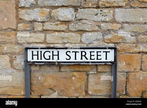 High Street Sign From The Cotswold Village Of Broadway Gloucestershire