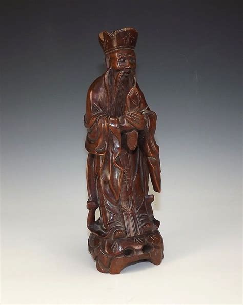 Antique Chinese Oriental Carved Wood Deity Figure Unusual Carving