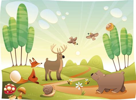 Kids Photo Wallpaper Forest Animals Wall Mural Ohpopsi