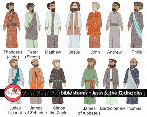 Bible Stories Jesus And The 12 Disciples Clipart Set By Poppydreamz