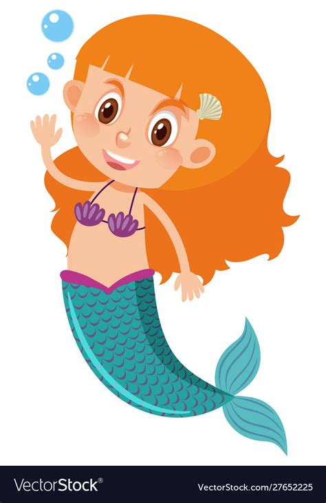 Single Character Mermaid On White Background Vector Image