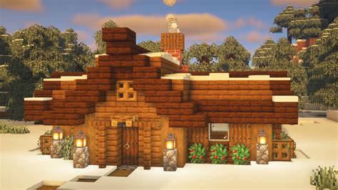 Minecraft How To Build A Winter Log Cabin Youtube