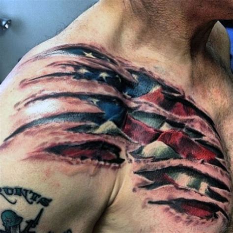 Classic Flag Tattoos On Chest