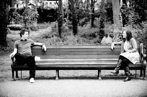 Us In A Distance Looking At Each Other Art Model Couple Shoot Park Bench Pre Wedding
