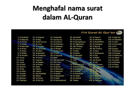 5 nama hewan yang diabadikan menjadi nama surat dalam al quran. Depot Iqro As-Salam: Menghafal Nama-nama surah dalam Al ...