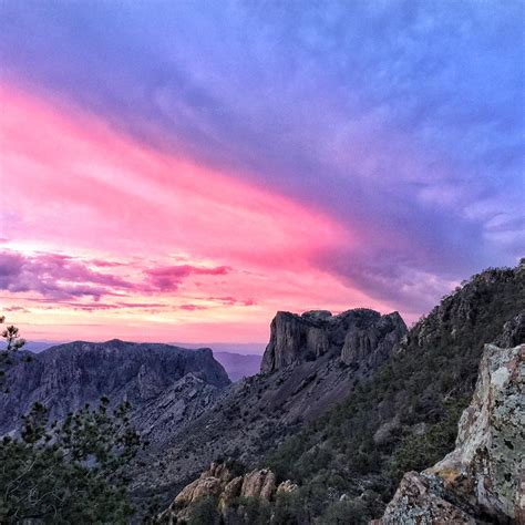 Sunset Over The Chisos Mountains At Big Bend National Park